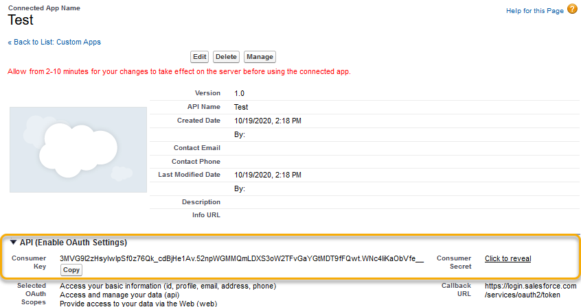 The Customer Key and Customer Secret fields are highlighted